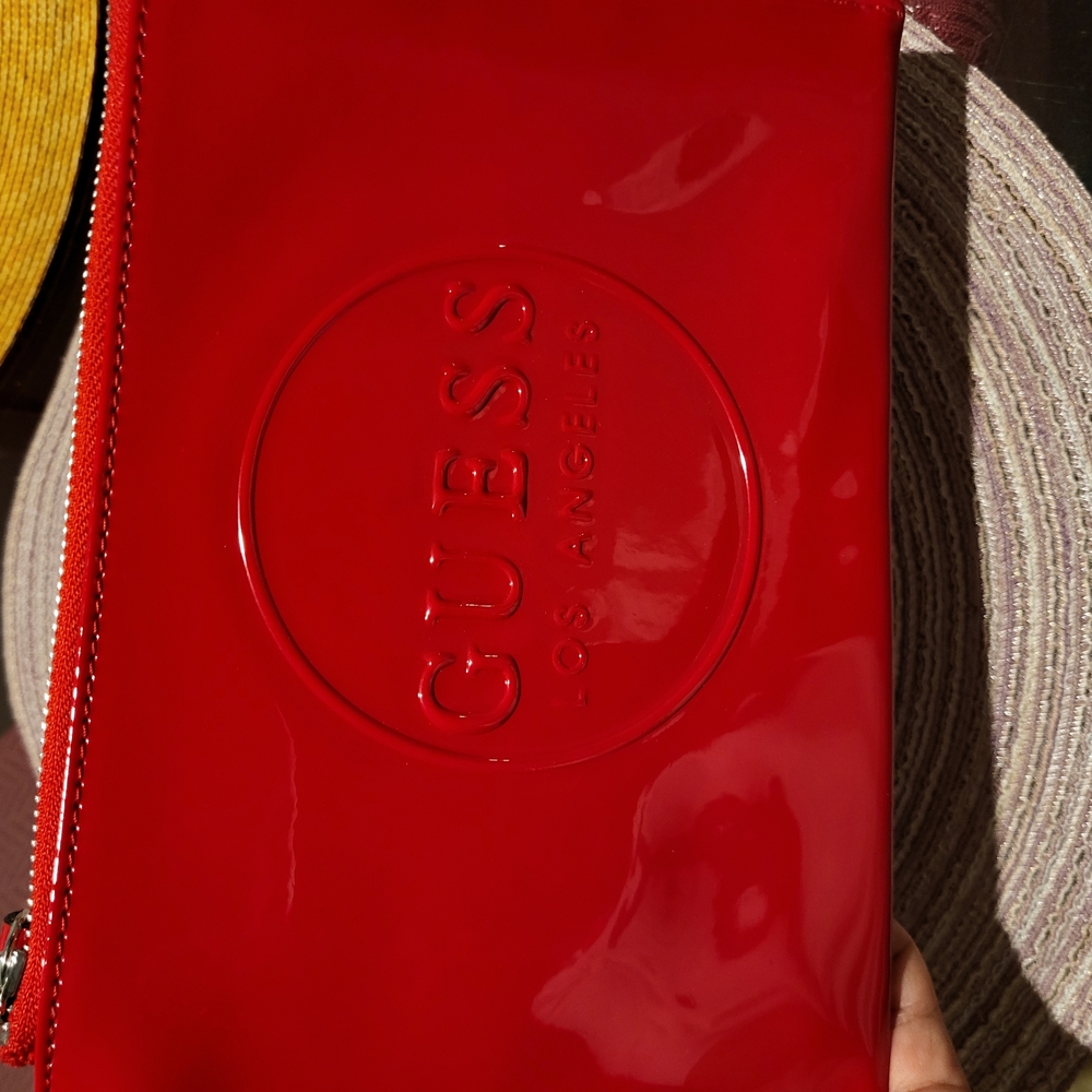 Guess Red Glossy Cosmetic Bag